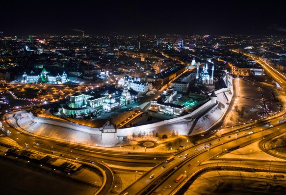 Вечерняя Казань — Город в огнях подсветки